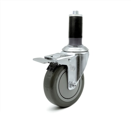 Service Caster 4 Inch Gray Polyurethane 1-1/2 Inch Expanding Stem Caster Total Lock Brake SCC SCC-TTLEX20S414-PPUB-MTG46